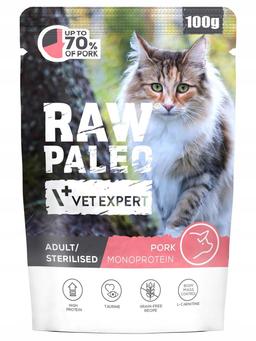 RAW PALEO ADULT/STERILISED CAT PORK 100g NADWAGA/STERYLIZACJA &#8211; wieprzowina