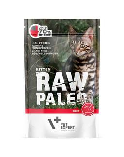 Vet Expert Raw Paleo Kitten 100g Saszetka Karma Mokra z Wołowiną Dla Kociąt