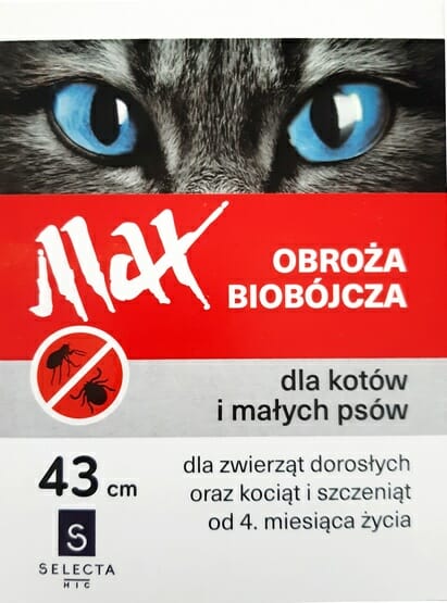 Selecta HTC Obroża Max biobójcza dla kota i małego psa przeciw pchłom i kleszczom czerwona 43cm