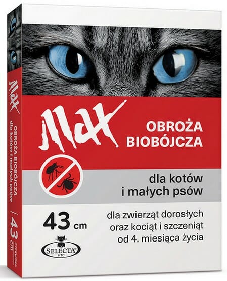 Selecta HTC Obroża Max biobójcza dla kota i małego psa przeciw pchłom i kleszczom czerwona 43cm