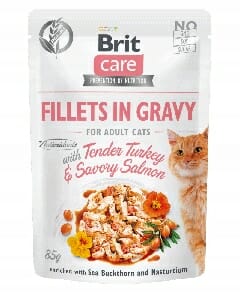 Brit Care Cat Fillets In Gravy Tender Turkey &amp; Savory Salmon saszetka 85g