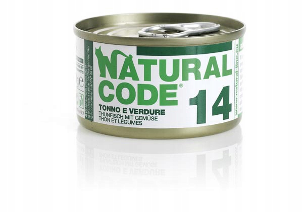 Mokra karma dla kota Natural Code 14 warzywa 85G