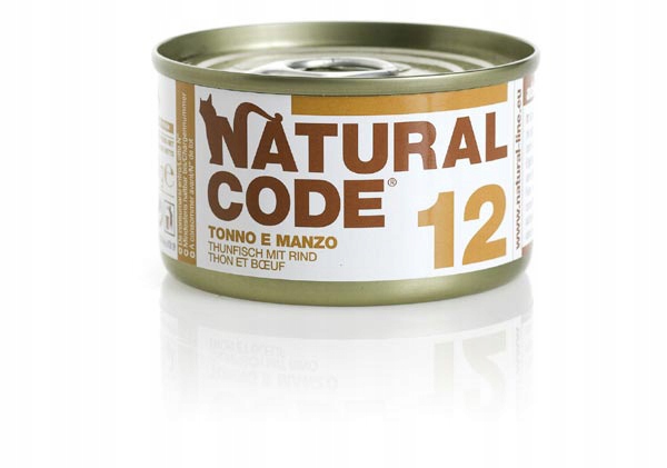 Mokra karma dla kota Natural Code 12 wołowina 85G