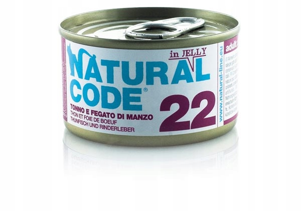 Mokra karma dla kota Natural Code 22 tuńczyk i wątróbka wołowa 85G