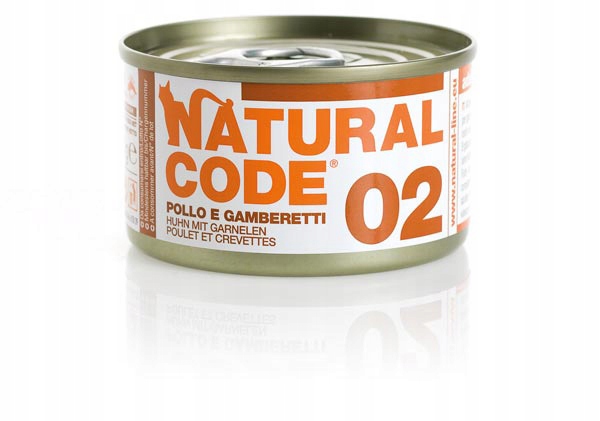Mokra karma dla kota Natural Code 02 krewetka 85G