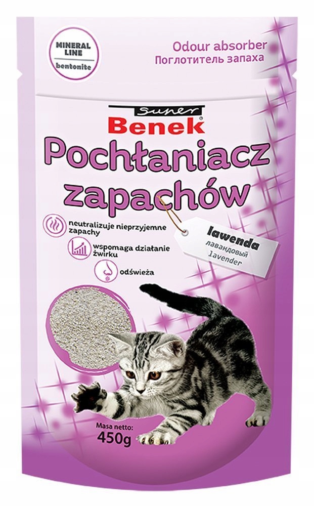 Benek Pochłaniacz Zapachów dla kota 450g lawenda