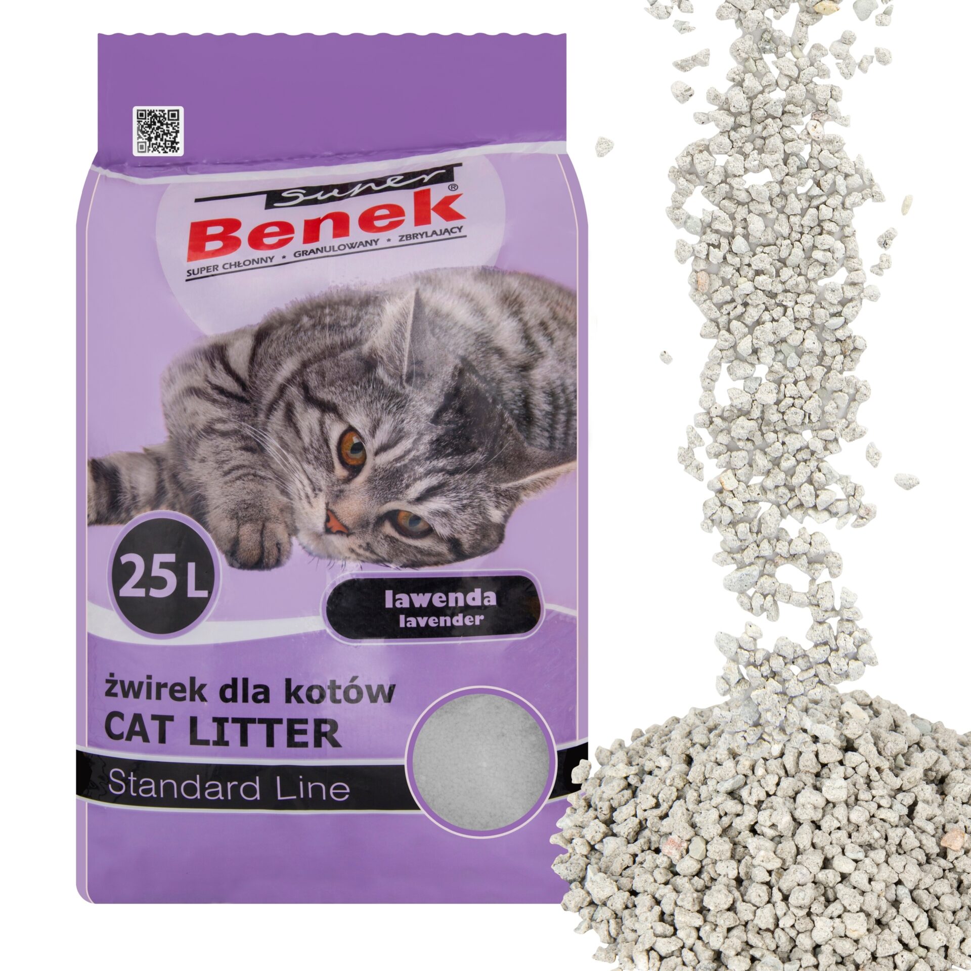 Żwirek bentonitowy Super Benek 25l Lawenda Standard Line