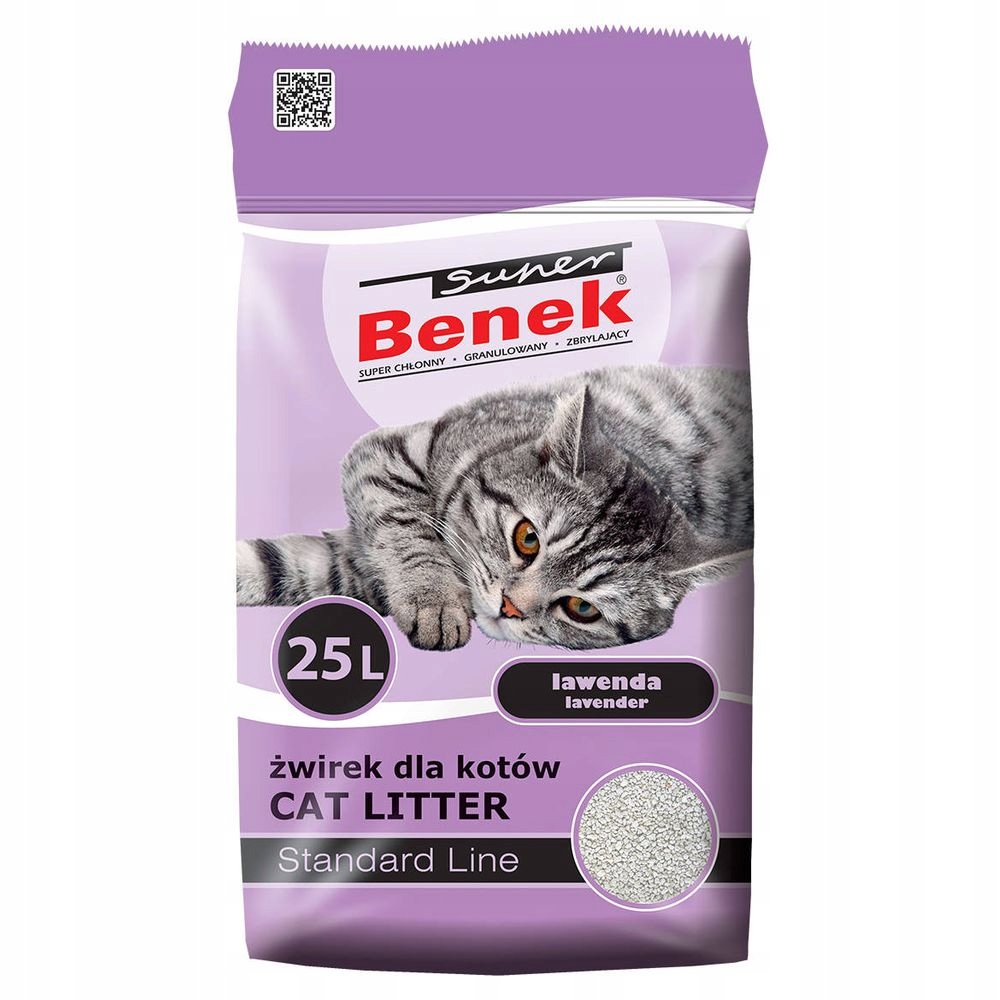 Żwirek bentonitowy Super Benek 25l Lawenda Standard Line