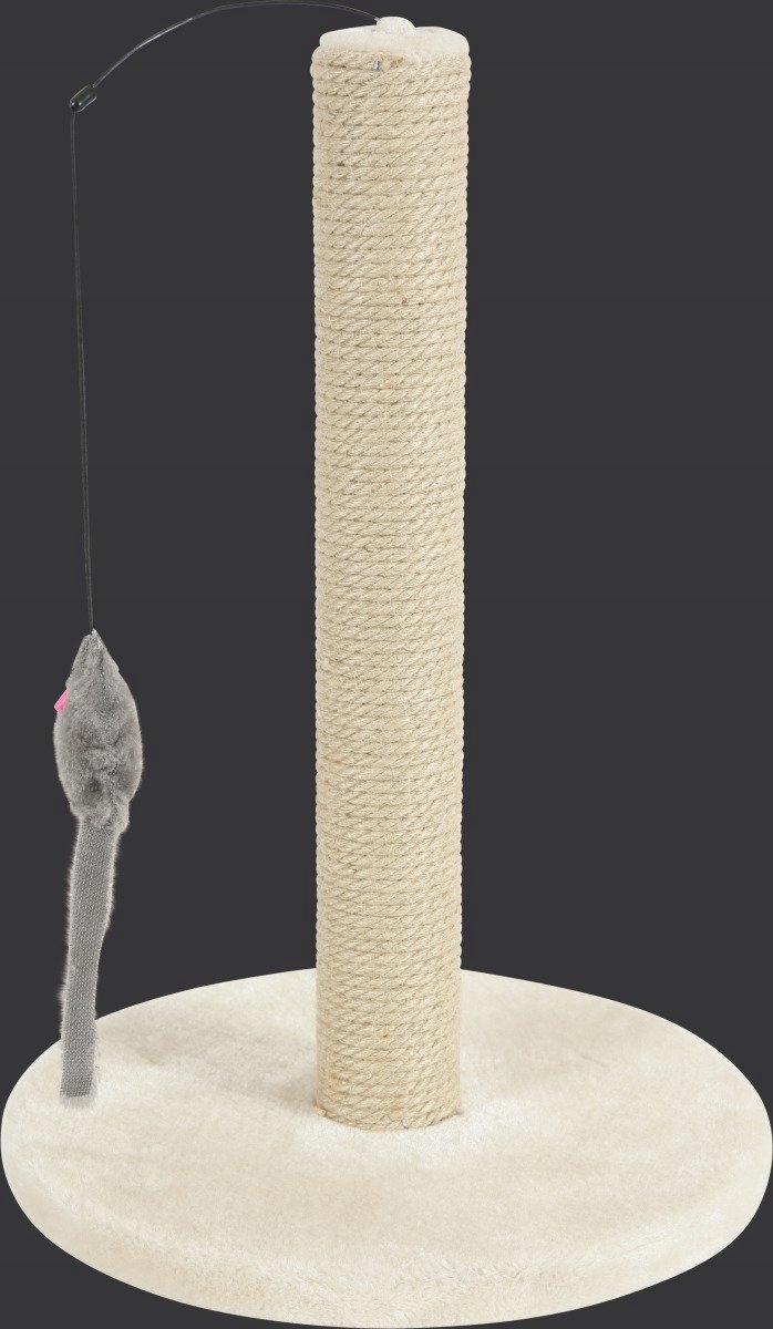 Drapak sizalowy słupek z zabawką 63cm beżowy