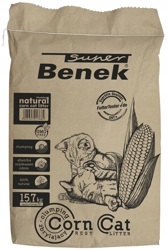 Żwirek kukurydziany Super Benek Corn Cat Naturalny 25l