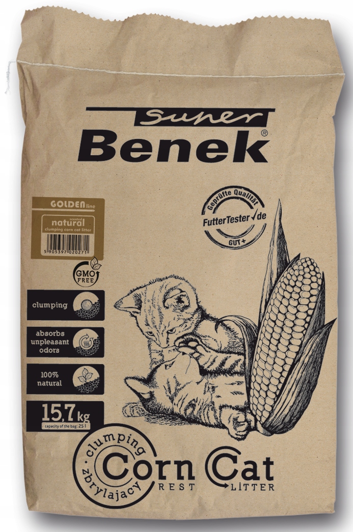 Żwirek kukurydziany Super Benek Corn Cat Golden Naturalny 25l