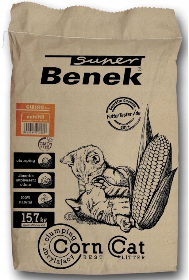 Żwirek kukurydziany Super Benek Corn Cat Naturalny 25l