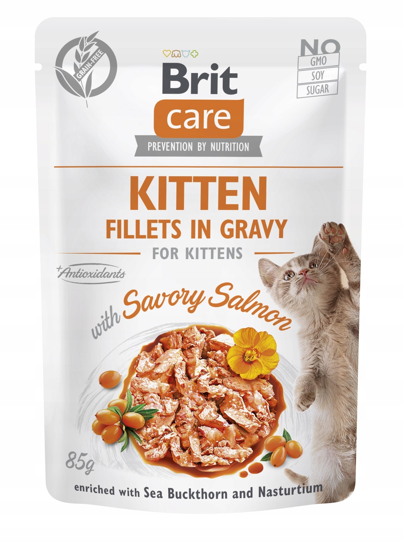 Brit Care dla kociąt Savory Salmon fillets in gravy 85g