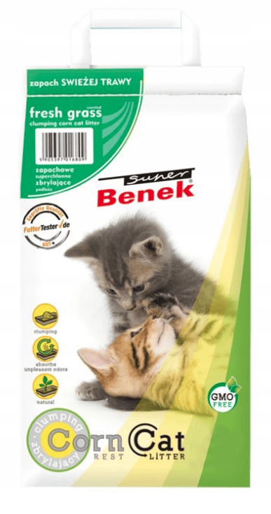 Żwirek kukurydziany Super Benek Corn Cat Świeża Trawa 14l
