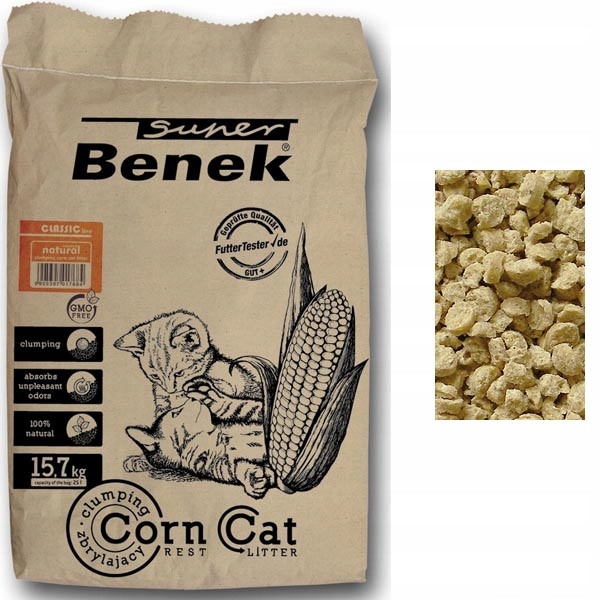 Żwirek kukurydziany Super Benek Corn Cat Naturalny 25l
