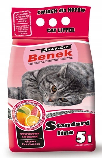 Żwirek bentonitowy Super Benek 5 l Standard Line Cytrusowy