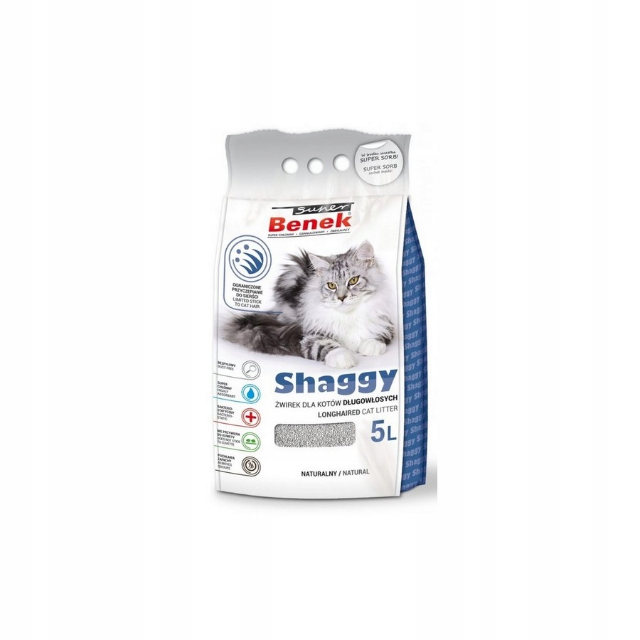 Żwirek bentonitowy Super Benek 5 l Shaggy Naturalny