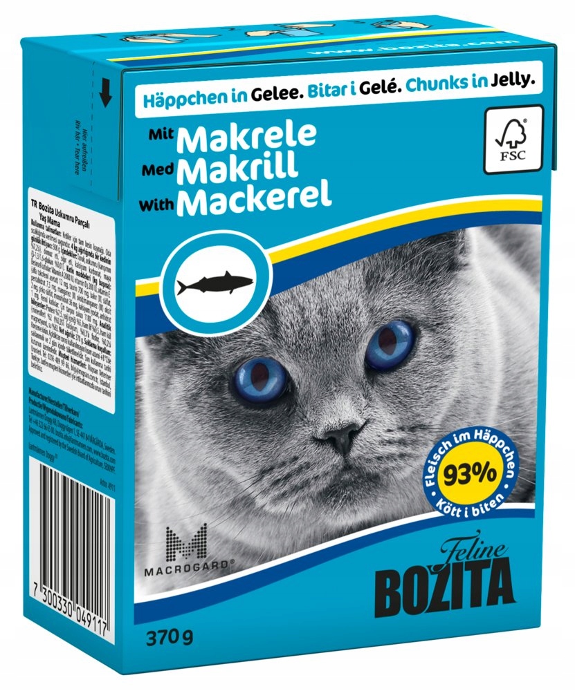 Mokra karma dla kota Bozita Kawałki W Galaretce Z Makrelą 370g