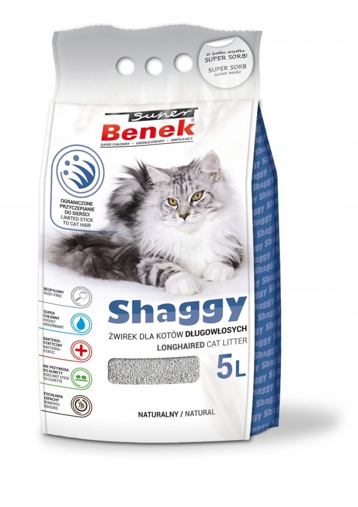 Żwirek bentonitowy Super Benek 5 l Shaggy Naturalny