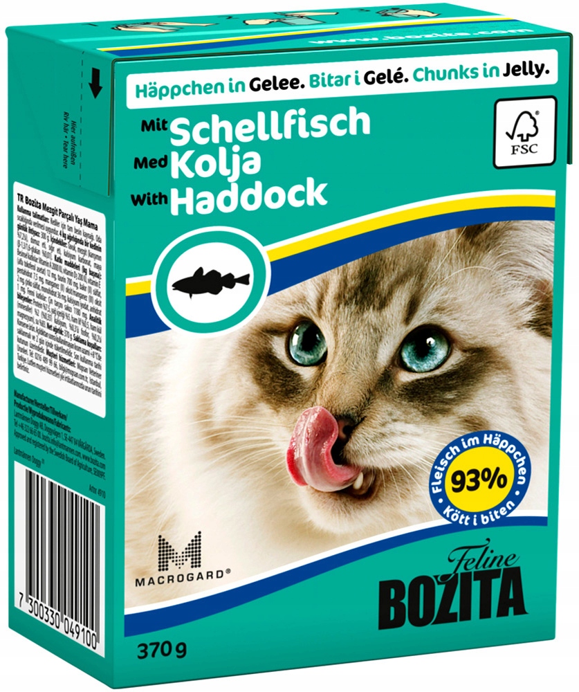 Mokra karma dla kota Bozita z Dorsza kawałki w galaretce kartonik 370g