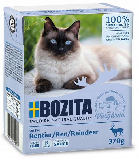 Mokra karma dla kota Bozita z Reniferem kawałki w sosie kartonik 370g