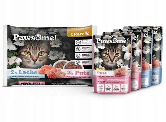 Mokra karma dla kota Pawsome light łosoś 4x85g