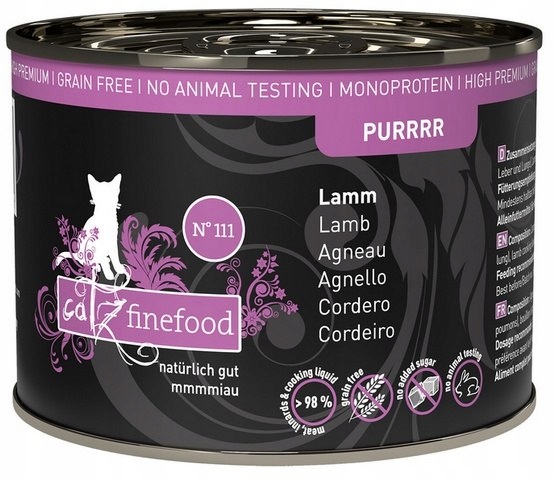 Mokra karma dla kota Catz Finefood Purrr Jagnięcina N. 111 200g