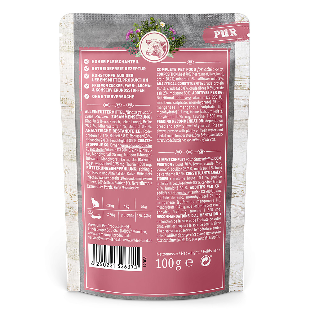 Mokra karma dla kota Wildes Land wołowina 85g