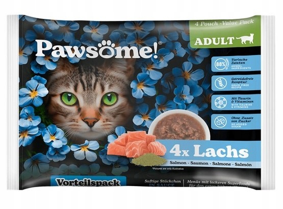 Mokra karma dla kota Pawsome łosoś saszetki 4x 85g