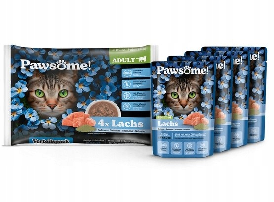Mokra karma dla kota Pawsome łosoś saszetki 4x 85g