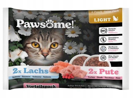 Mokra karma dla kota Pawsome light łosoś 4x85g