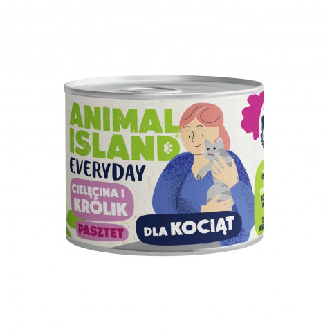 ANIMAL ISLAND Everyday Kocięta Cielęcina i Królik 185g karma mokra dla kociąt