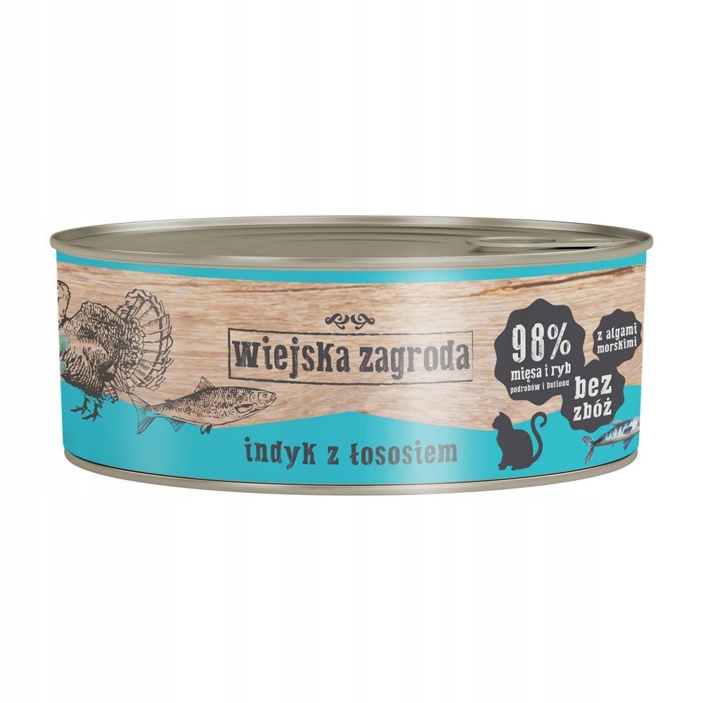 Wiejska Zagroda Indyk z Łososiem dla kota 85g
