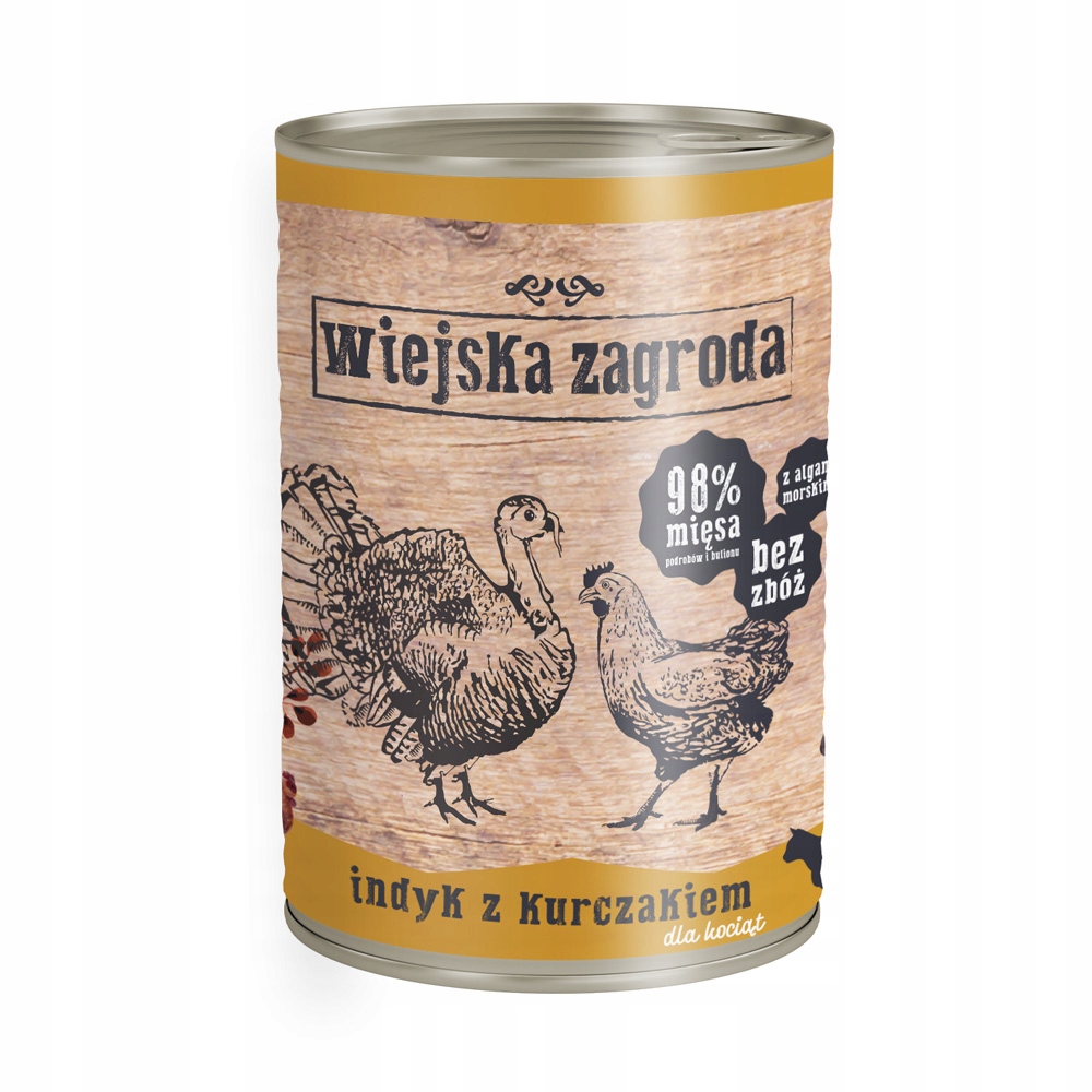 Wiejska Zagroda dla kociąt Indyk z Kurczakiem 400g