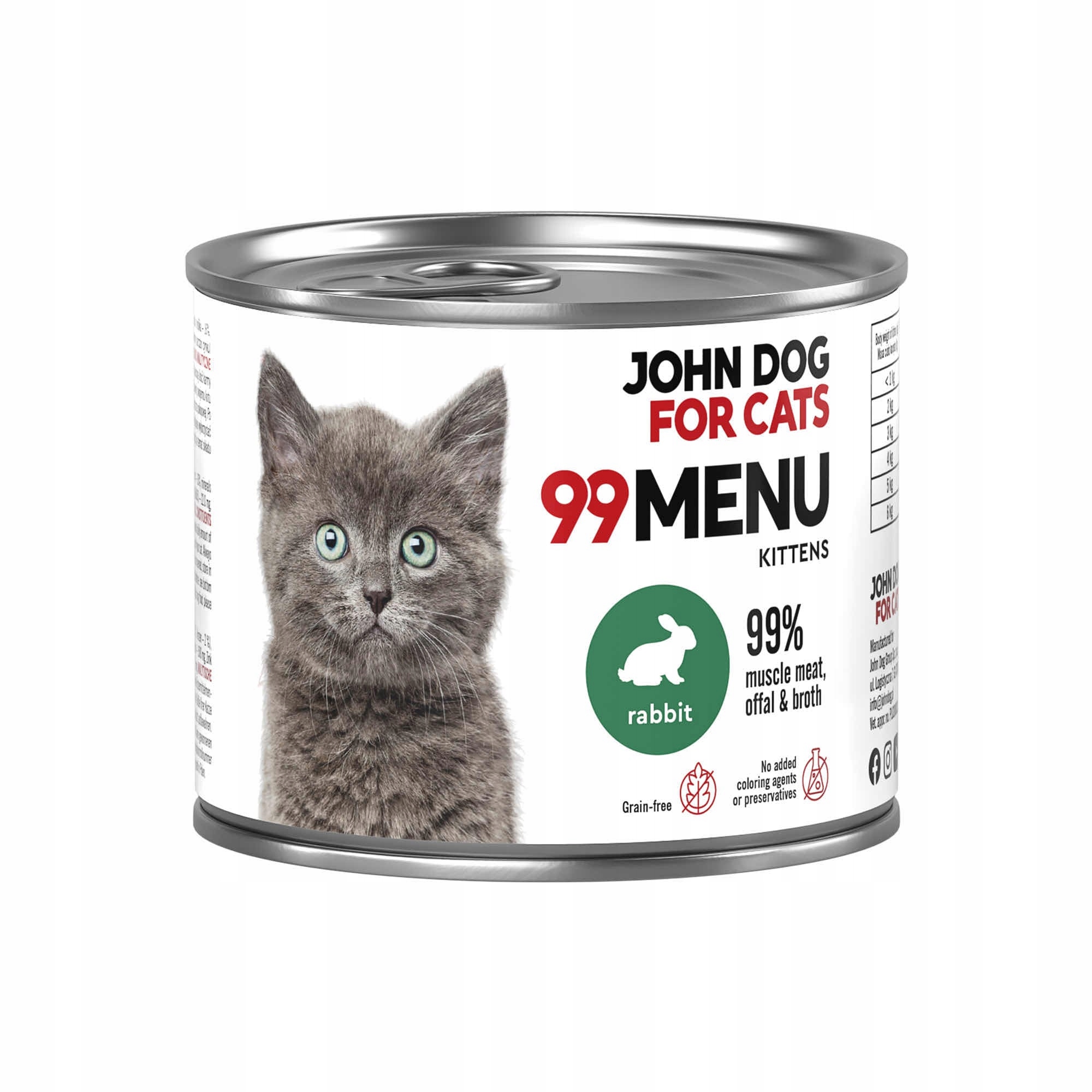 John Dog for Cats Karma mokra dla kociąt 99 MENU Królik 200g