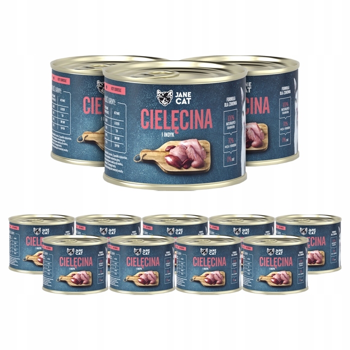 Jane Cat premium CIELĘCINA INDYK 200g DLA KOTÓW