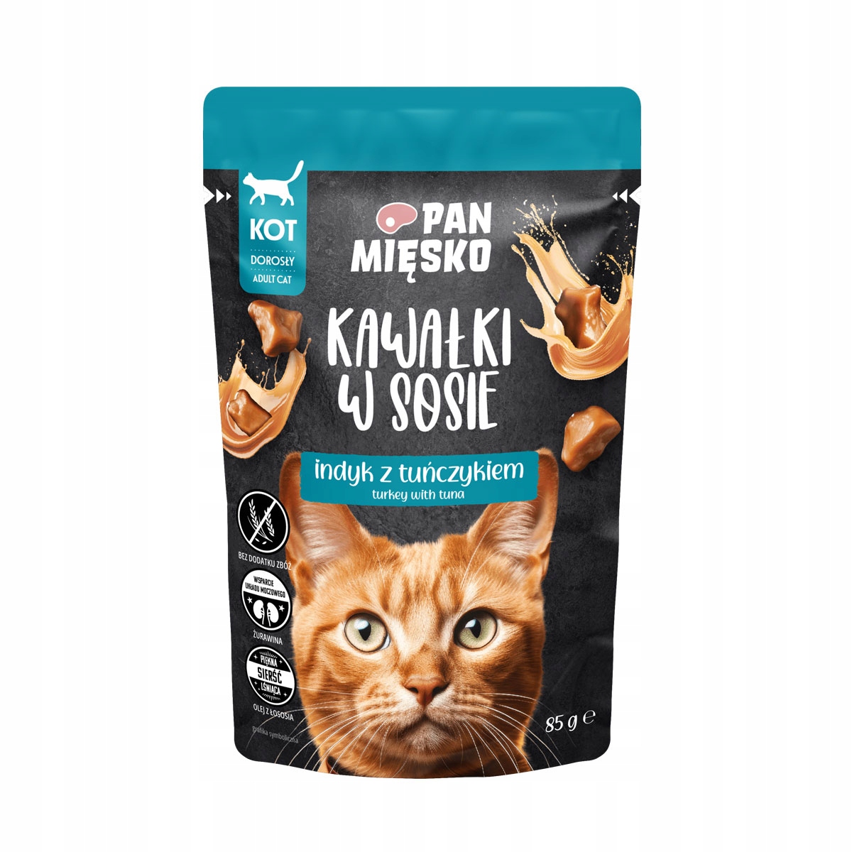 PAN MIĘSKO MOKRA KARMA DLA KOTA SASZETKA KAWAŁKI INDYKA Z TUŃCZYKIEM 85G