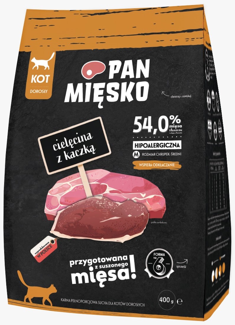 Pan Mięsko karma dla kota Cielęcina z kaczką 400g