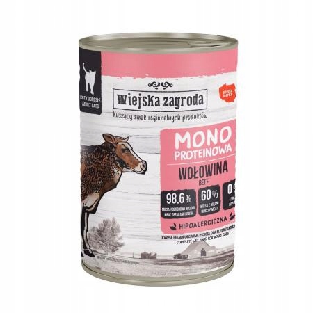 Wiejska Zagroda Karma mokra dla kota Monobiałkowa Wołowina (dorosły) 400 g