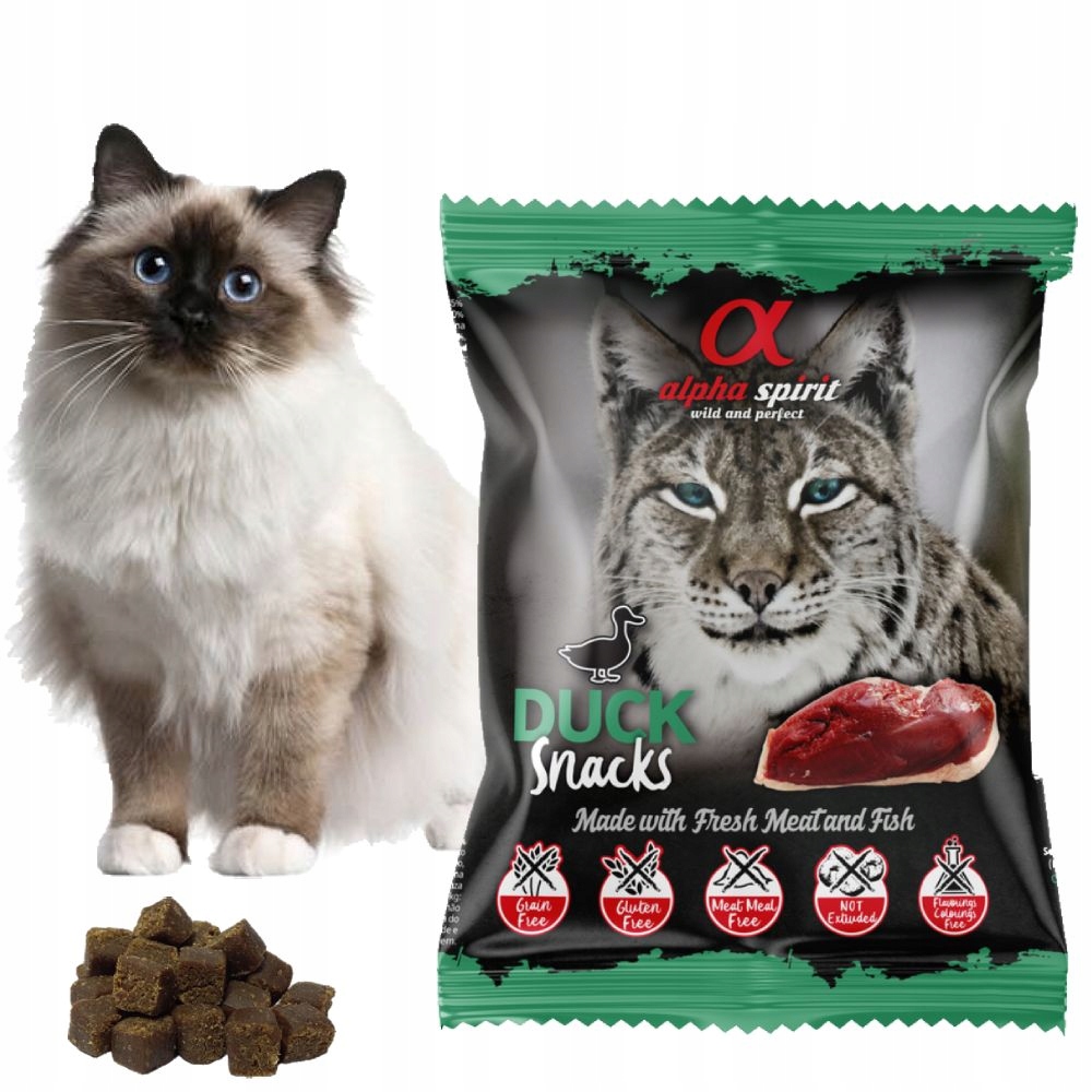 ALPHA SPIRIT Smakołyki dla kota kostki KACZKA 50g