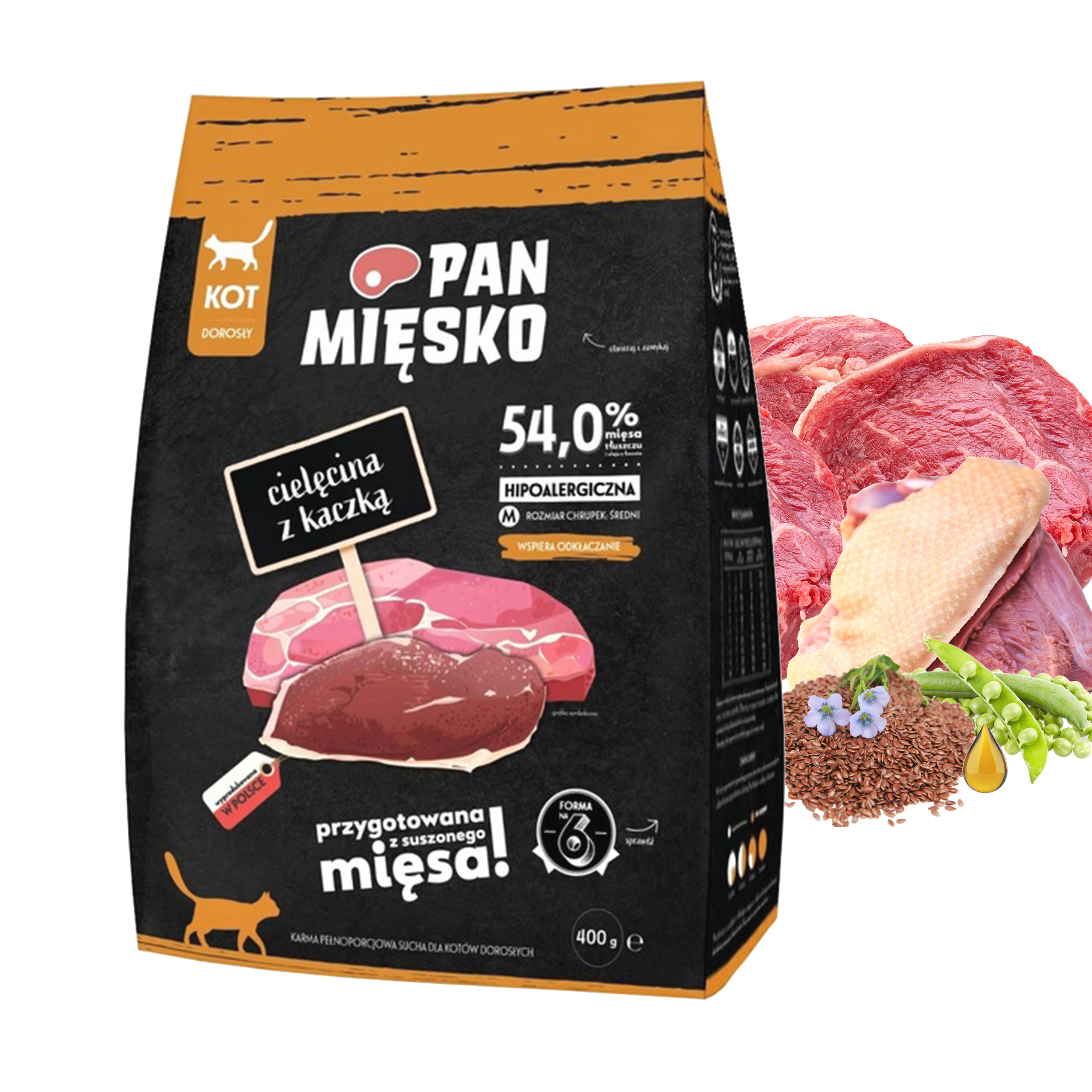 Pan Mięsko karma dla kota Cielęcina z kaczką 400g