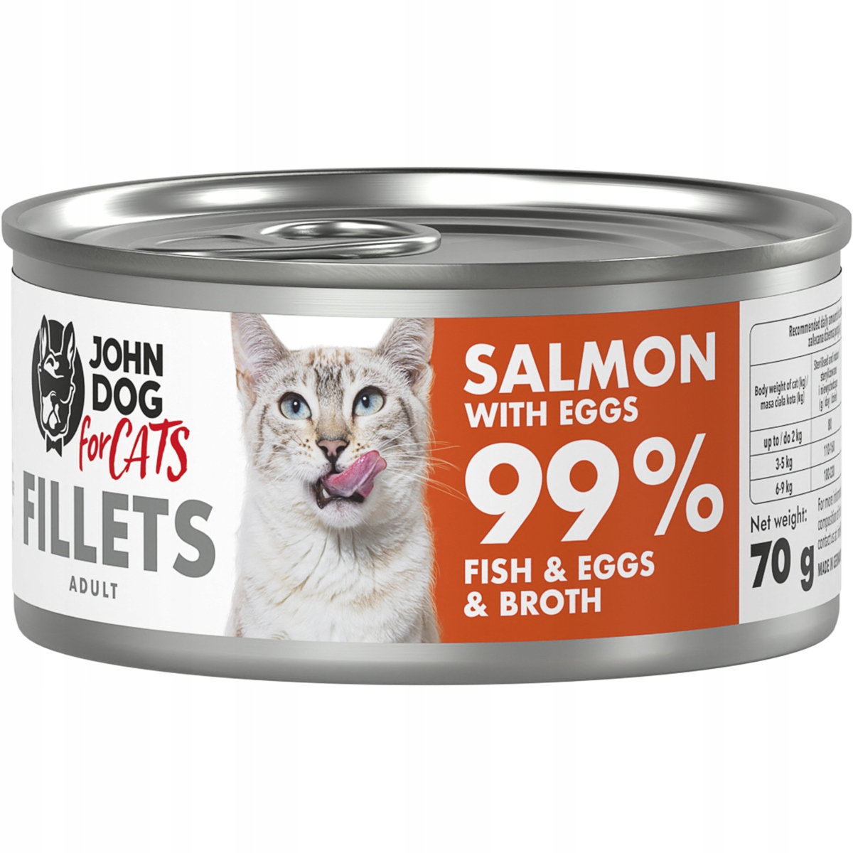 John Dog dla kotów karma mokra filet z łososia z jajkiem 70g