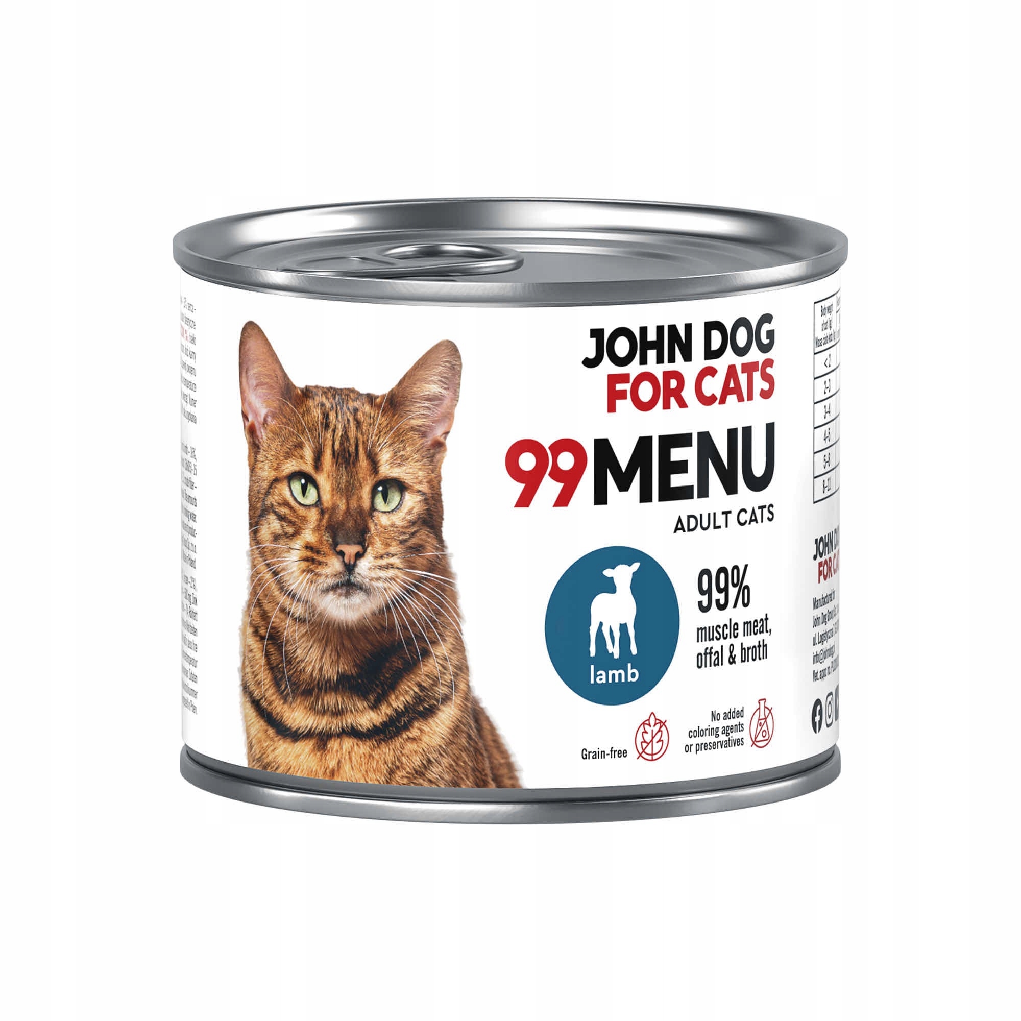 John Dog for Cats Karma mokra dla kota 99 MENU Jagnięcina 200 g