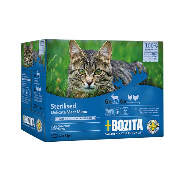 KARMA BOZITA STERILISED MULTIBOX INDYK I KURCZAK/RENIFER W SOSIE 12X85G