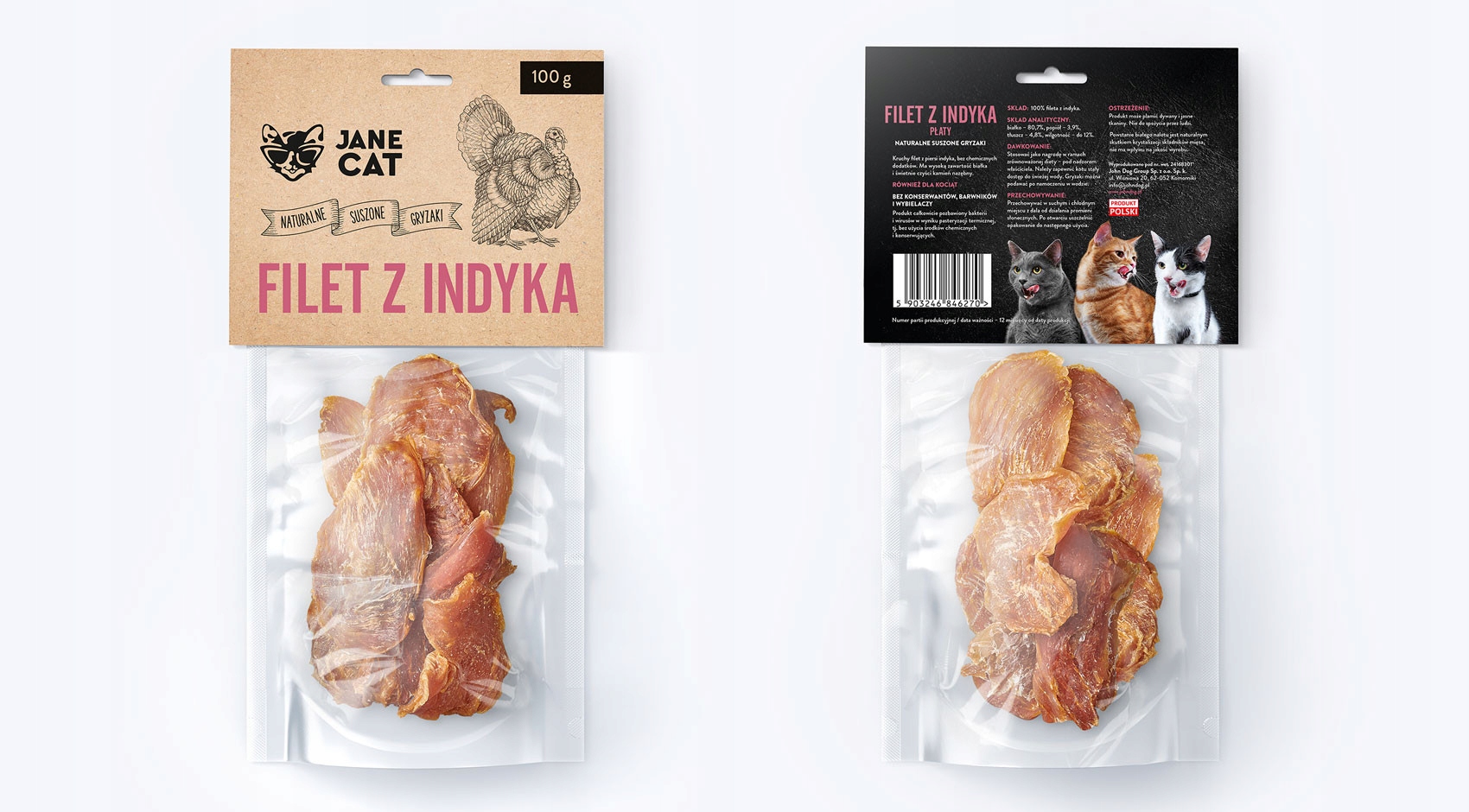 Smakołyk naturalne Jane Cat 100 g suszony indyk dla kota
