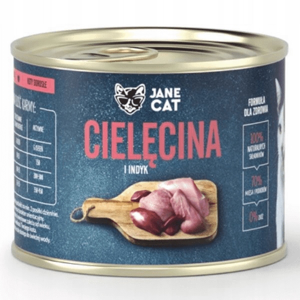 Jane Cat premium CIELĘCINA INDYK 200g DLA KOTÓW
