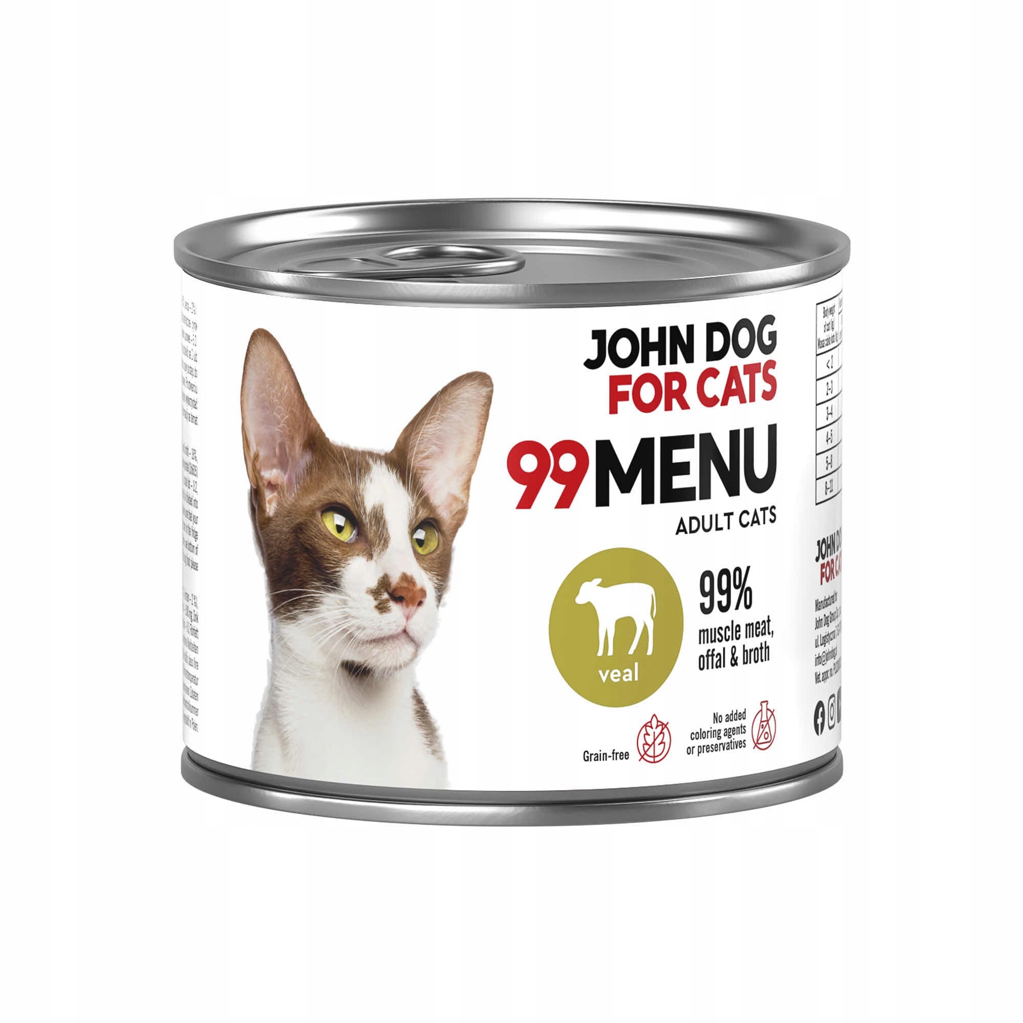 John Dog for Cats Karma mokra dla kota 99 MENU Cielęcina 200g