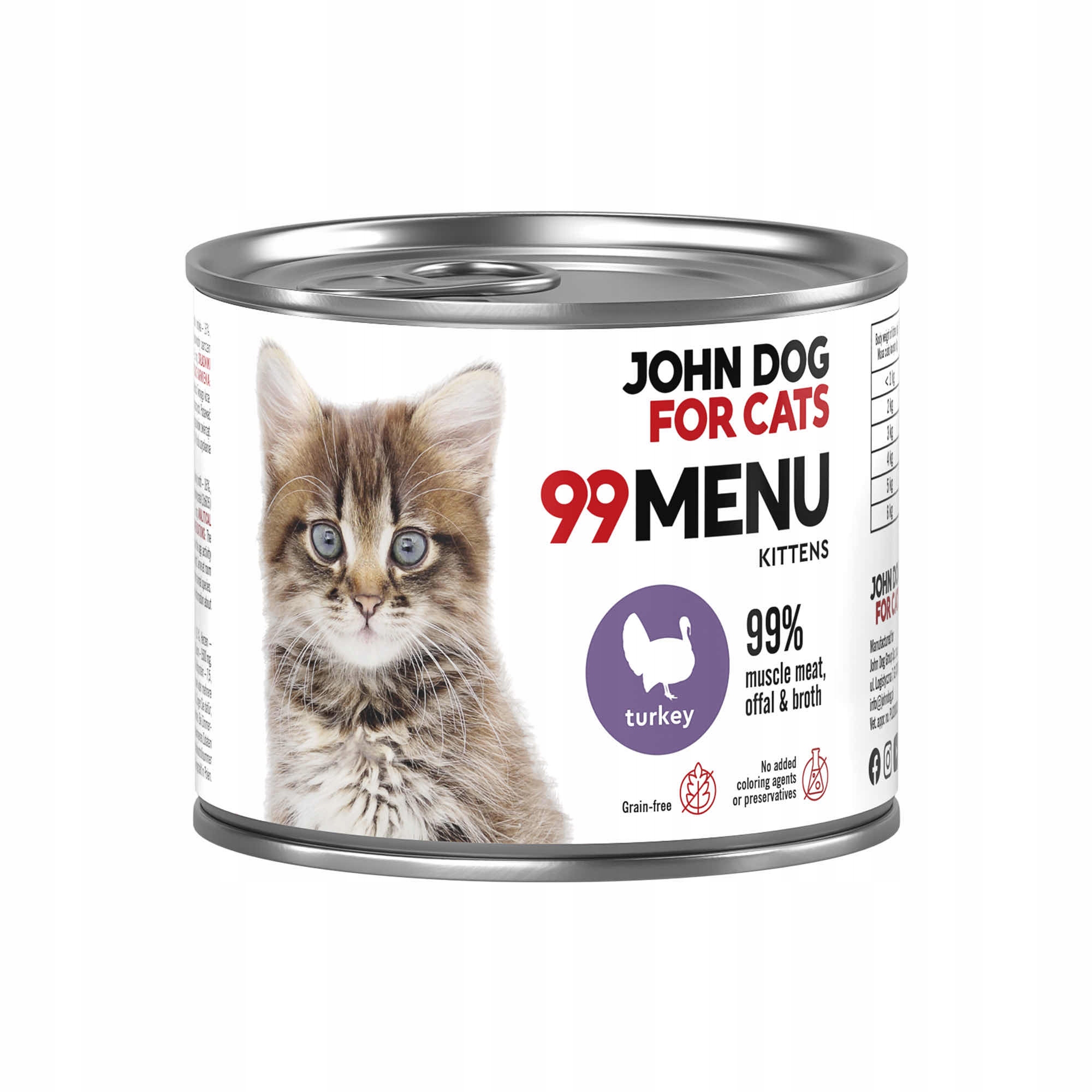 John Dog for Cats Karma mokra dla kociąt 99 MENU Indyk 200g