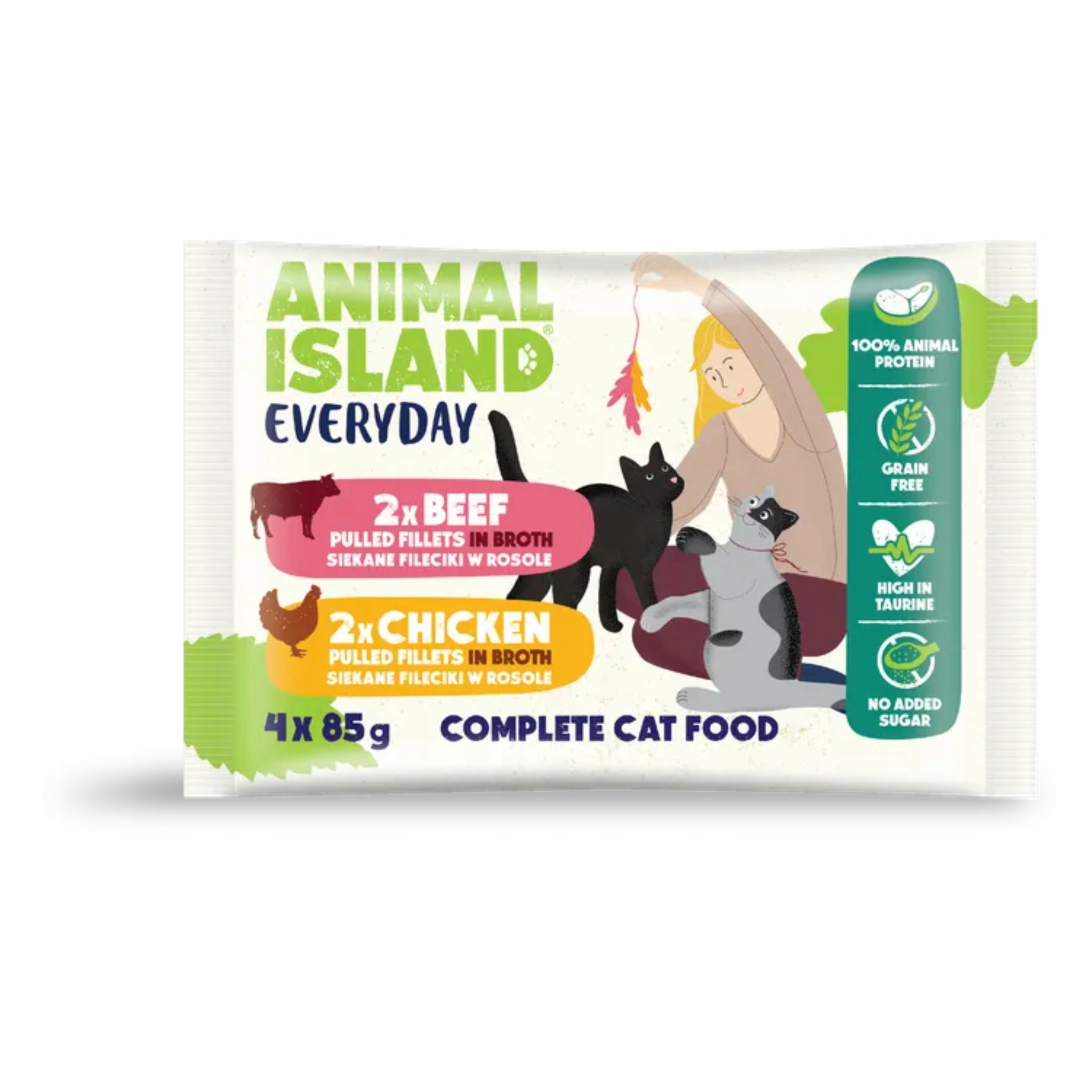 Animal Island Karma mokra dla kota Everyday Kurczak i Wołowina 4x85g