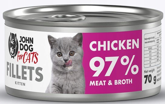 JOHN DOG FOR CATS FILETY KURCZAK dla kociąt 70g